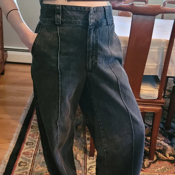 High rise, wide leg, Rachel Comey Elio denim trousers in washed black - Picture 2 of 10